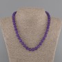 Necklace Amethyst smooth round bead 8mm+-, length 45cm+- with clasp