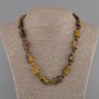 Necklace Tiger's Eye curved rectangle 16x12mm+- bead 6mm+- , length 45cm+- with clasp