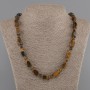 Necklace Tiger’s Eye faceted 14–15x8–8.5 mm, 6 mm+ bead, length 50 cm +- with clasp