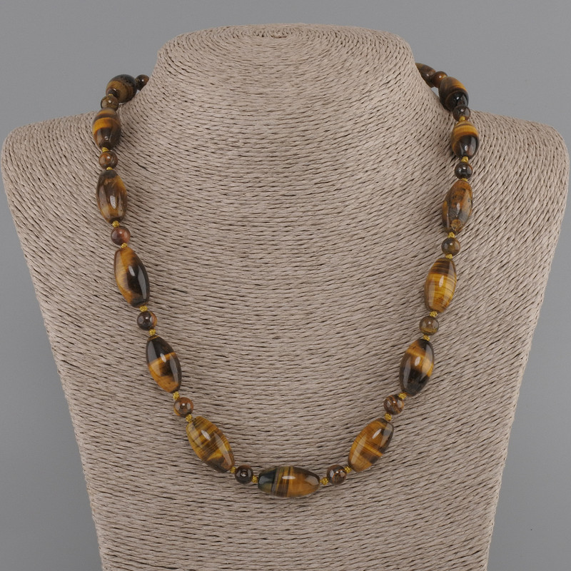 Tiger's Eye necklace "seed" 20x10mm+- bead 6.5mm+-, length 50cm+- with clasp