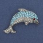 Brooch Dolphin rhinestones silvery metal 44x25mm+