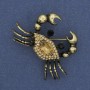 Brooch Crab rhinestones golden metal 43x35mm +