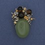 Brooch pendant Accent Jade rhinestones silver-colored metal 40x30mm+