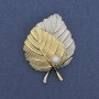 Brooch 'Majorca Leaves' golden and silvery metal 39x30mm+