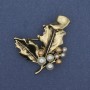Brooch-pendant Leaf Majorca gold-toned metal 44x35mm+