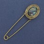 Haliotis pin brooch gold-toned metal 80x22mm+