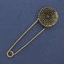 Gold-tone metal pin brooch pin clasp 75×22 mm +