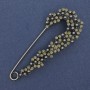 Broc h pin with rhinestones and Mallorca pearls 75x31mm+- silver-tone metal