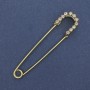 Pin brooch "stick pin" white rhinestones 70x16mm ± gold-toned metal