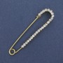 White rhinestone stick pin brooch 72x17mm ± gold-colored metal