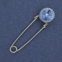 Brooch pin blue crystal 38x10mm+- silver-tone metal