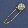 Brooch pin white crystal 38x10mm+- golden metal