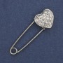 Silver-tone pin brooch with white rhinestones 38x12mm+-