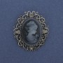 Brooch-pendant Cameo Lady, silver-tone metal, 48x44 mm +