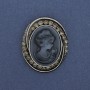 Cameo Dame brooch-pendant, silver-tone metal, 44×37 mm +
