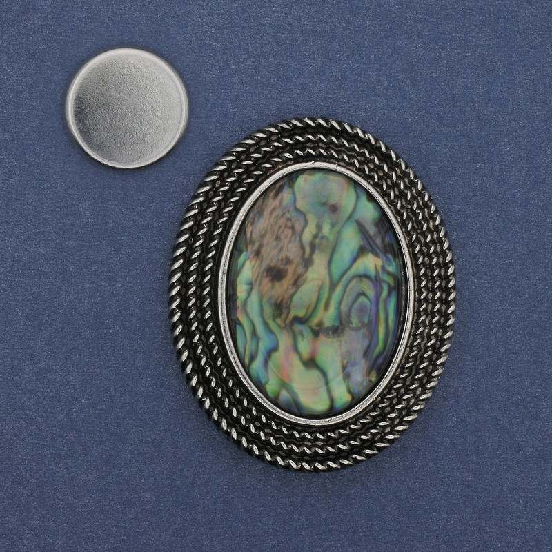 Magnetic brooch Abalone silver metal 47x37mm+