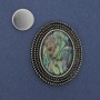 Magnetic brooch Abalone silver metal 47x37mm+