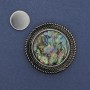 Magnetic brooch with abalone, silver-toned metal 40mm+