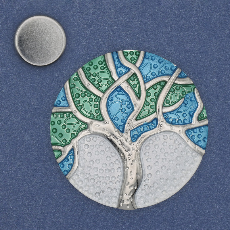 Magnetic brooch "Accent" enamel silver-tone metal 48mm+