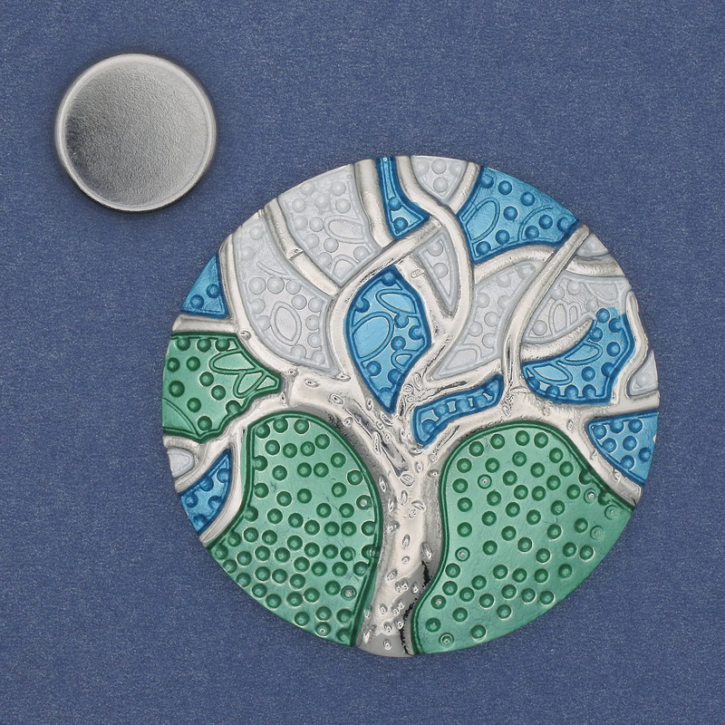 Magnetic brooch "Accent" enamel silver-tone metal 48 mm+
