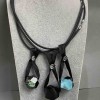 Agate pendant faceted prism on a rubber cord, length 47 cm+