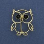 Owl brooch with rhinestones gold-tone metal 30x26mm+