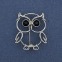 Owl brooch with rhinestones, silver-toned metal, 30x26mm+