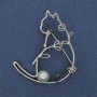Brooch Kitten with a pearl silvery metal 40x34mm +