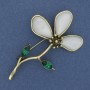 Brooch pendant Flower rhinestones gold-tone metal 70x45mm+