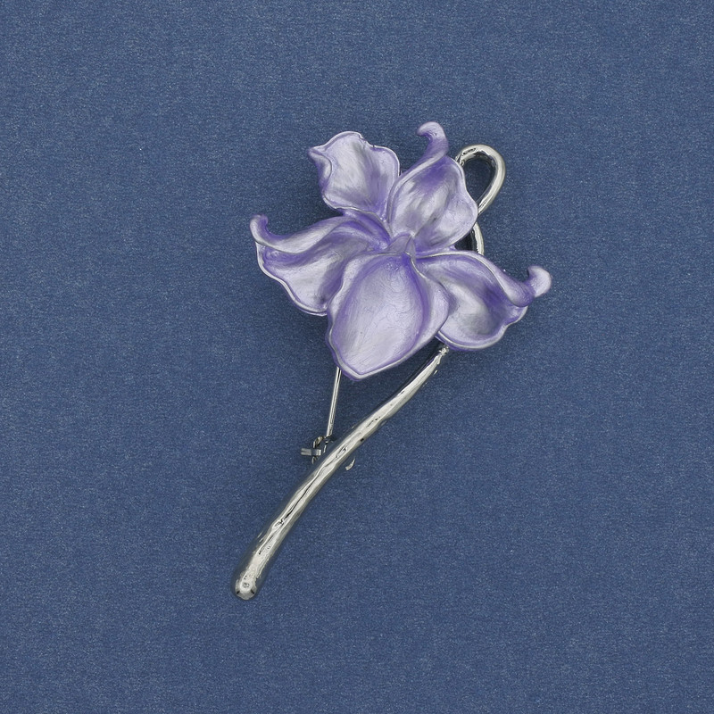 Brooch-pendant Flower enamel silver-toned metal 56x30mm+
