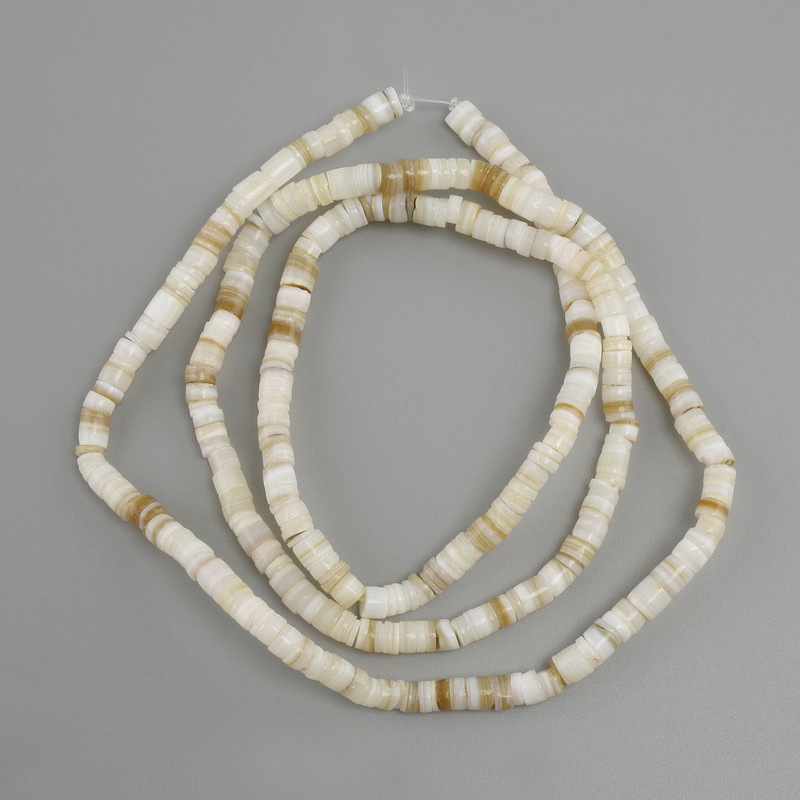 Mother-of-Pearl beads rondelle, diameter 4x1-1.5mm+-, length 62cm+- on a fishing line