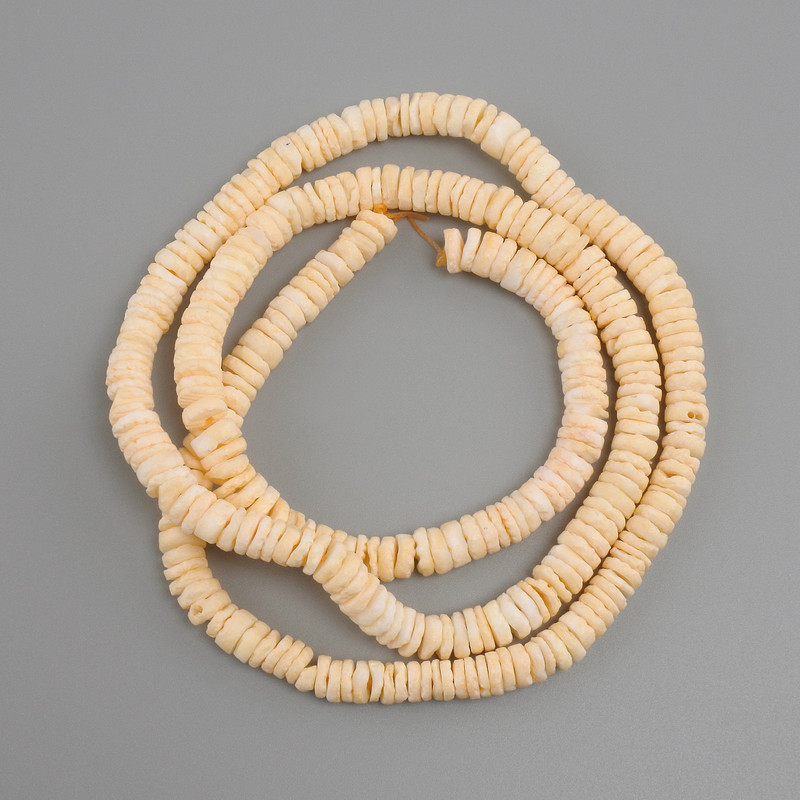 Unprocessed Scapharca shell beads Scarpharca rondelle, size 6x1, 5-2mm+-, length 60cm+- on elastic string