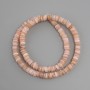 Shell beads Scapharca rondelle, diameter 6.5 mm, 1.5–2 mm+- thickness, length 38 cm+- on a string