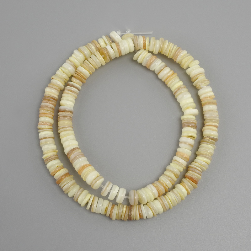 Abalone shell beads Scaapharka rondelle, diameter 6-6.5x1.5-2mm+-, length 39cm+- on a string