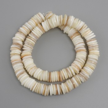 Abalone shell beads (Scapharca) rondelle, diameter 10x1, 5-2mm+- , length 38cm+- on thread