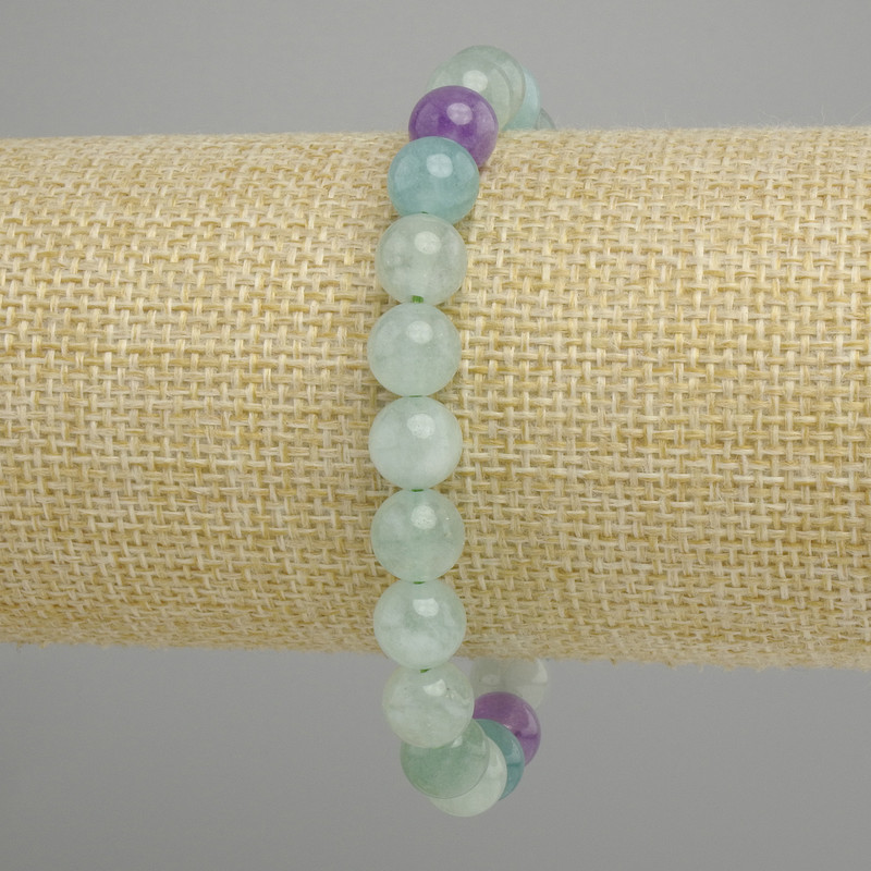 Fluorite bracelet smooth round bead, diameter 8mm ±, length 18cm ± stretch