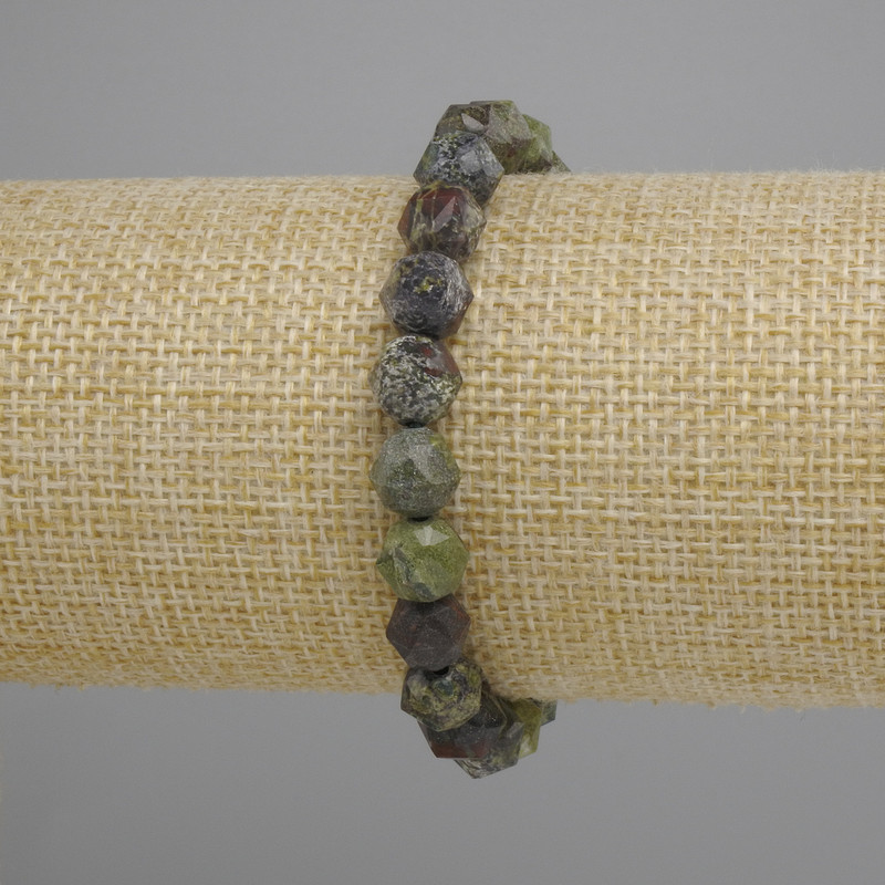 Jasper bracelet Dragon's Blood faceted, diameter 8×8mm ±, length 18cm ± stretch