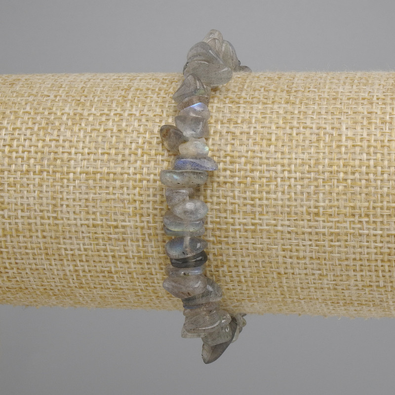 Labradorite chips bracelet, diameter 6-12x1.5mm +/-, length 18cm +/- stretch