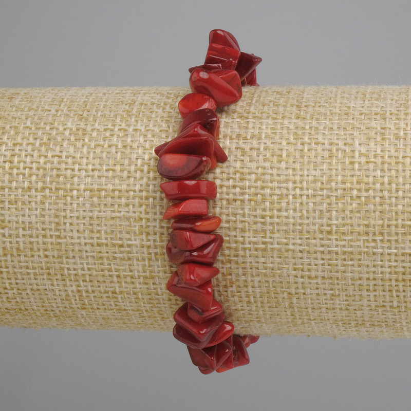 Coral nugget bracelet, diameter 8-11x2-5 mm ±, length 18 cm ± stretch