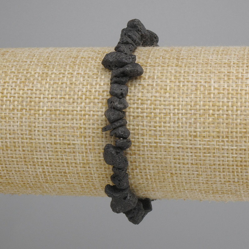 Lava stone bead bracelet, diameter 6-9x2.5 mm ±, length 18 cm ± stretch