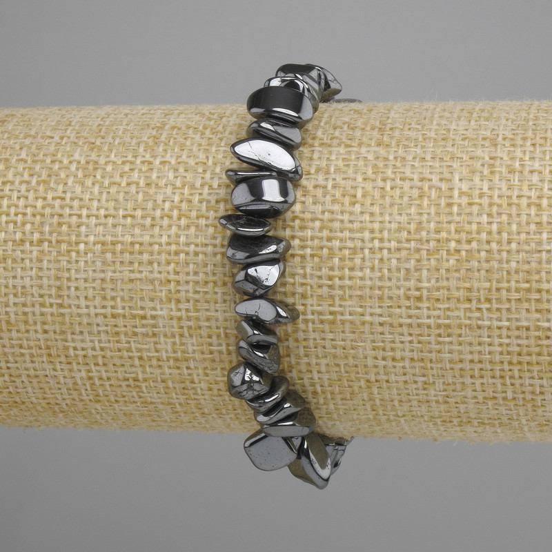 Hematite chip bracelet, diameter 6–10, 5×3–6mm ±, length 18cm ± stretch