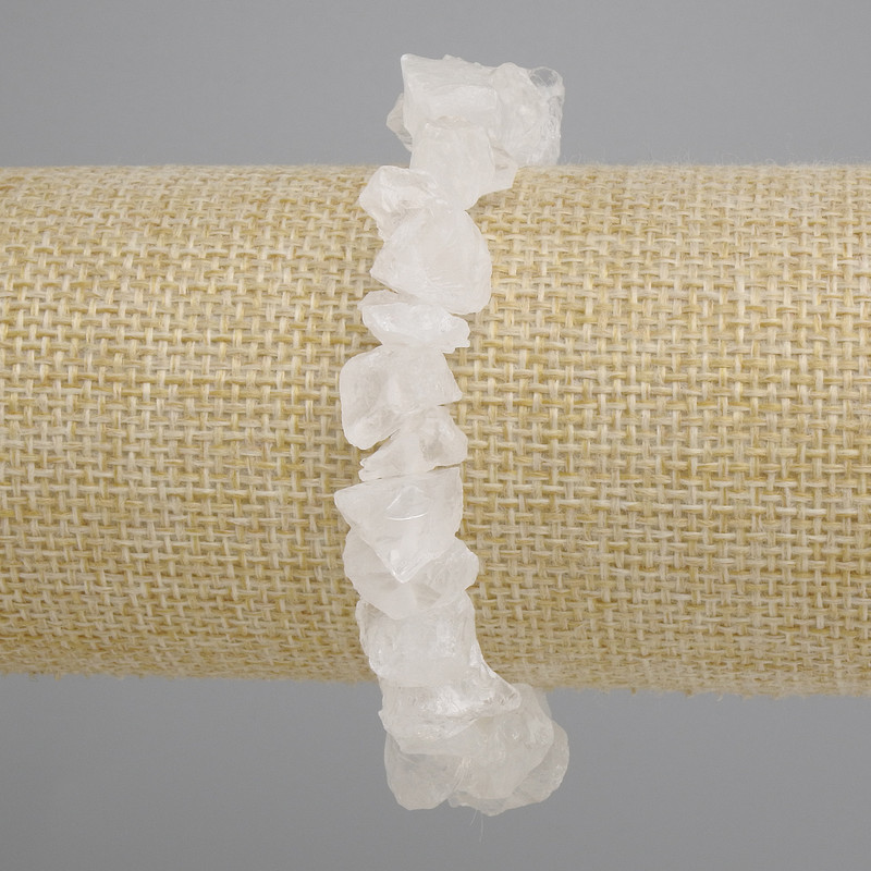 Bracelet Mountain Rock Crystal unprocessed stone, diameter 8-14x5-7mm ±, length 18cm ± stretch