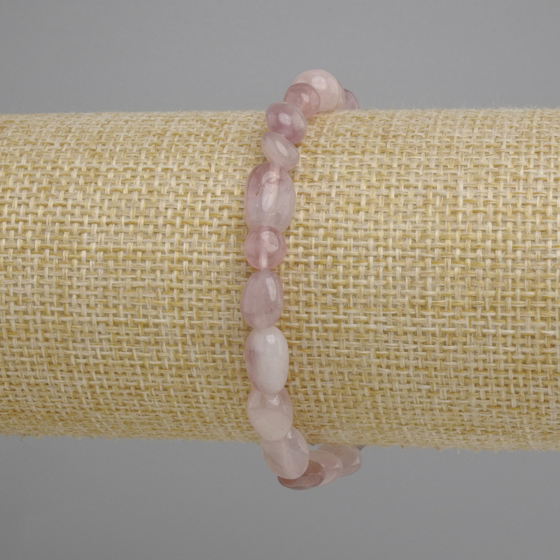 Bracelet Strawberry Quartz tumbled, diameter 6-10, 5x6-7, 5mm +/- , length 18cm +/- stretch