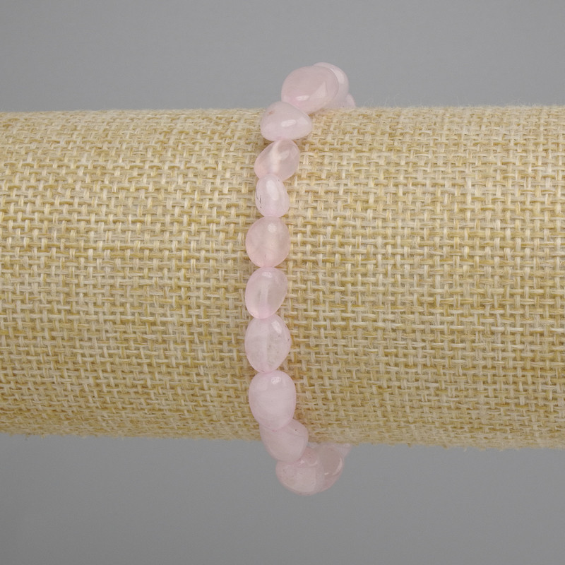 Rose quartz bracelet, tumbled, diameter 6-10, 5x6-7, 5mm+- , length 18cm +- stretch