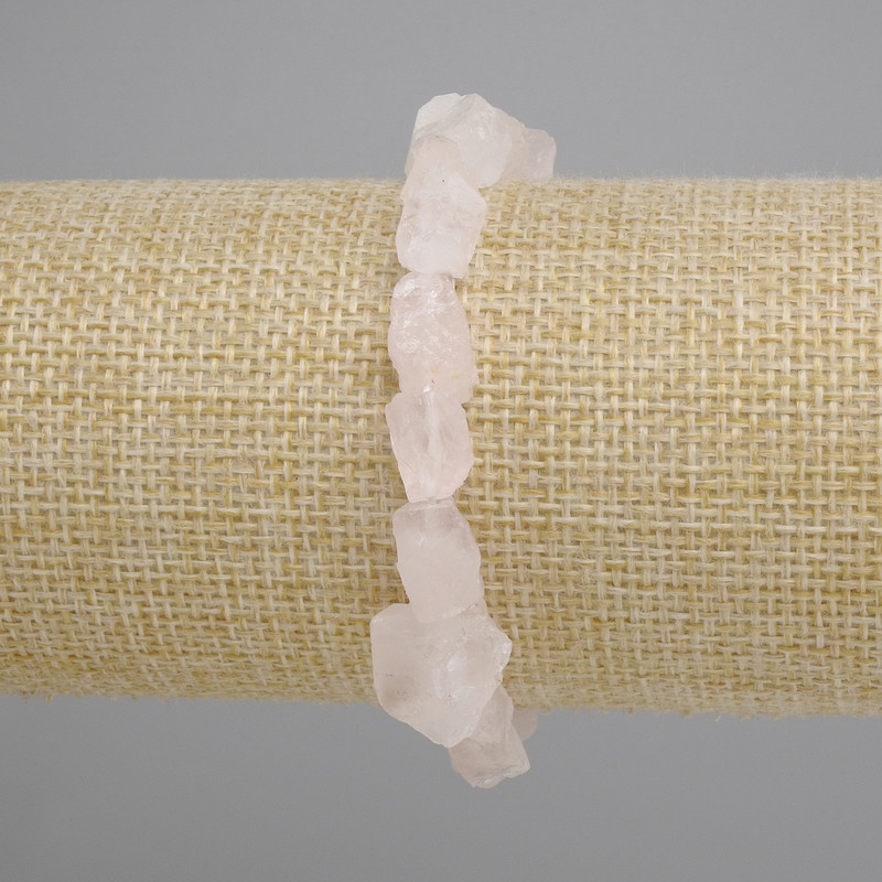 Bracelet Rose Quartz unprocessed stone, diameter 7-11x7-11mm+-, length 18cm +- stretch