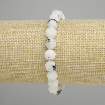 Adular bracelet faceted pieces, diameter 9x8mm +- , length 18cm +- stretch