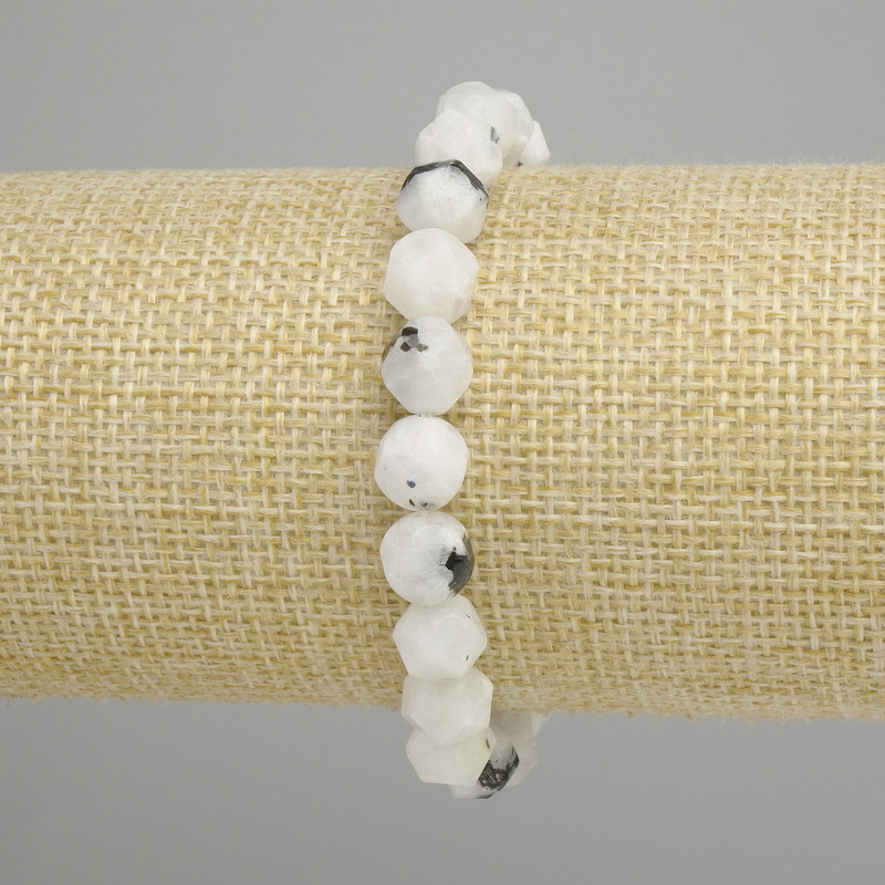 Adular bracelet faceted pieces, diameter 9x8mm +- , length 18cm +- stretch
