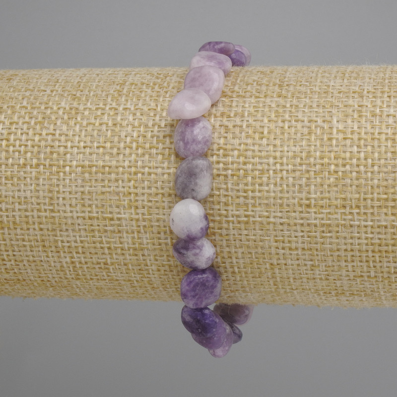 Lepidolite bracelet tumbled, diameter 8, 5-9×8-9mm ±, length 18cm ± on stretch