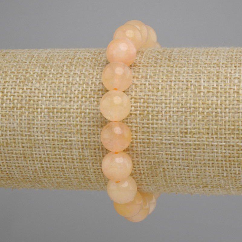 Citrine bracelet, smooth round bead, diameter 10mm +/-, length 18cm +/- stretch