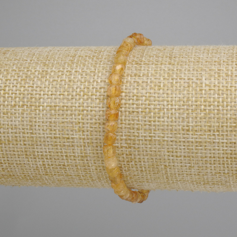 Bracelet Citrine Faceted Cubes, Diameter 4×4mm +/-, Length 18cm +/- Stretch